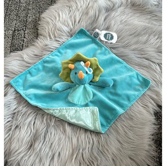 NWT Mary Meyer Triceratops Dinosaur Security Blanket/Lovey Satin & Velour RARE - Picture 4 of 4